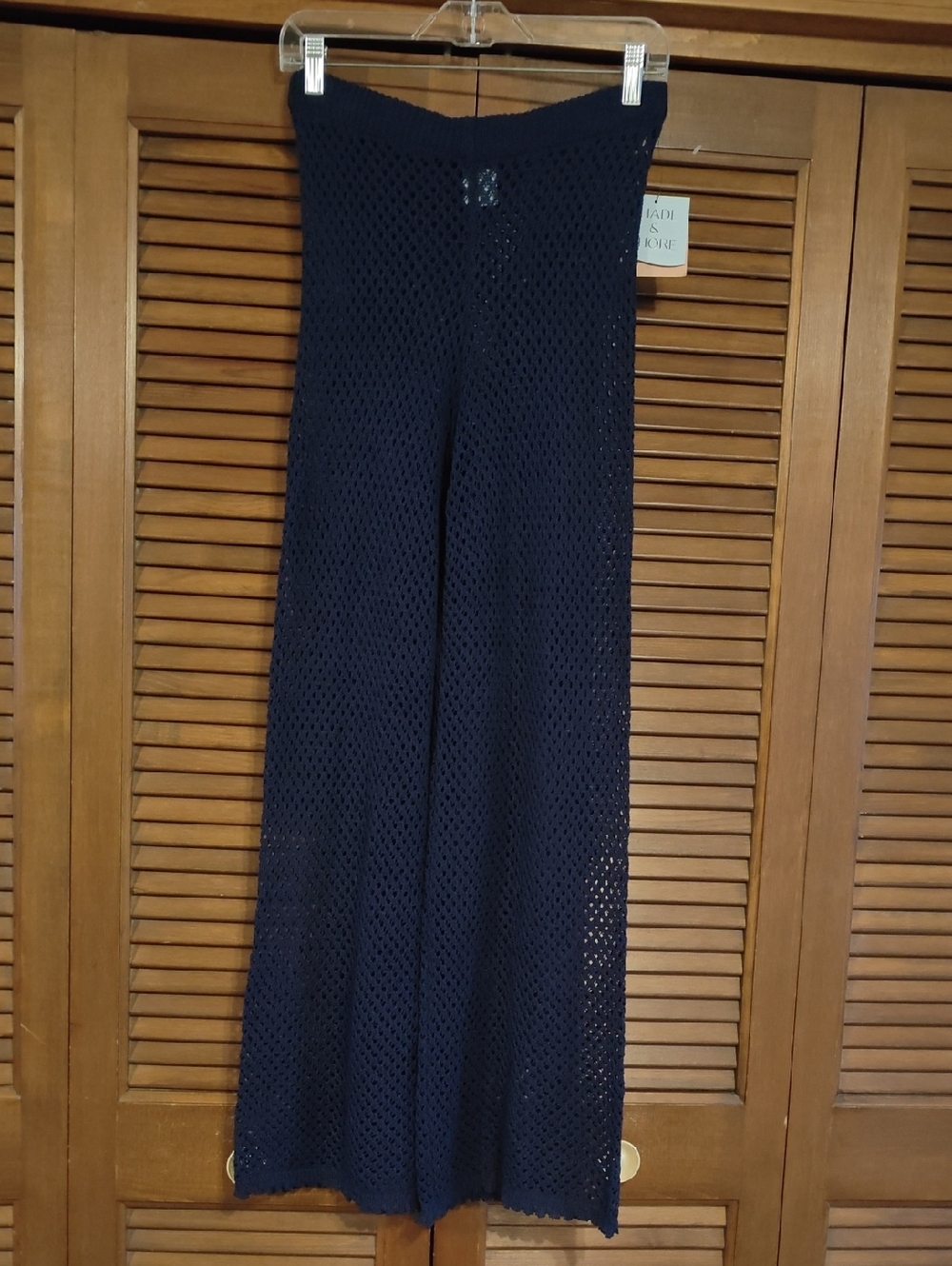NWT Shade & Shore Navy Crochet Wide-Leg Pants with Soft Waistband